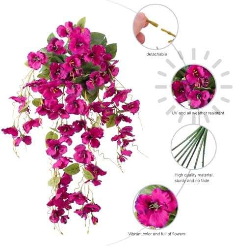Ivydale Artificial Hanging Hibiscus Flowers 2pcs Fuchsia UV Resistant Decor