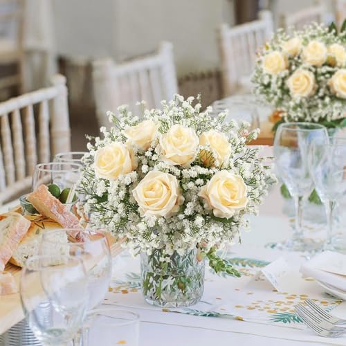 DEEMEI 6pcs Artificial Babys Breath Flowers White Gypsophila Bouquets