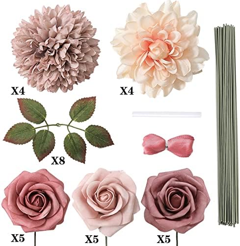 Artificial Flowers Gradient Pink Purple Combo Set