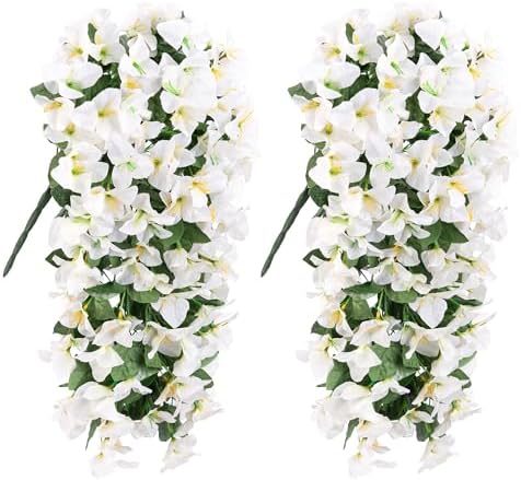 HyeFlora Artificial Bougainvillea Hanging Flowers 2pcs