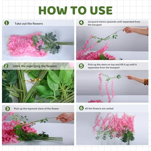 Alotiki Wisteria Garland Artificial Flowers 36ft Pink