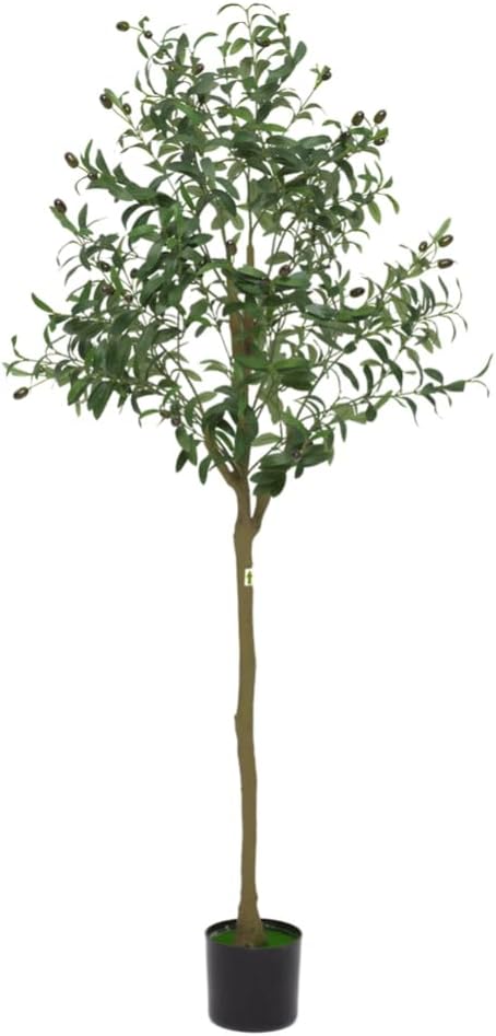 5ft Artificial Olive Tree with Lifelike Fruits and Natural Wood Trunk