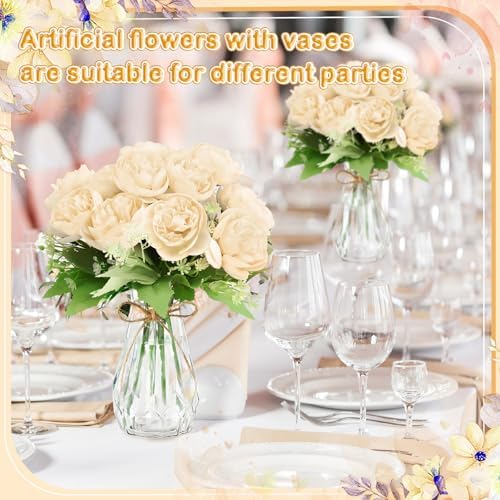 Zeyune 37 Pack Artificial Peonies with Bud Vase