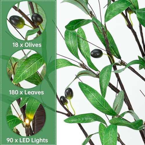 FastDeng Lighted Olive Tree 6ft Artificial Tree with 130 LED Lights