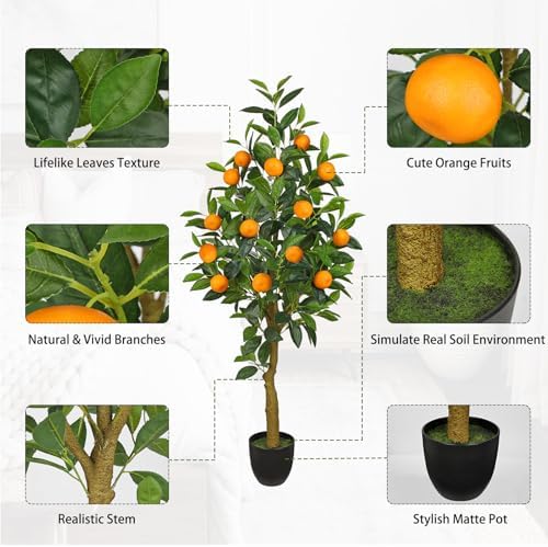 4ft Artificial Orange Tree with 14 Realistic Fruits