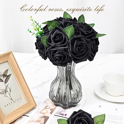 BLEUM CADE 16Pcs Artificial Flowers Fake Roses with Stems