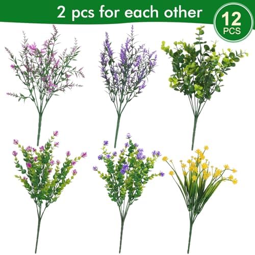 Hananona 12 Pcs Artificial Flowers for Outdoor Decor