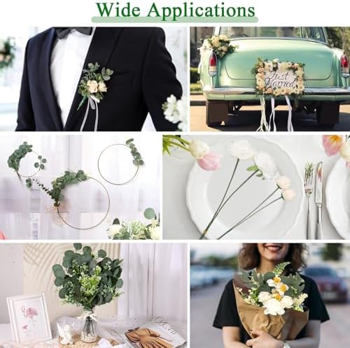 120 Pcs Mixed Artificial Eucalyptus Stems and Flowers Bundle