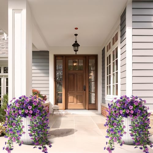 Hommyea Artificial Hanging Flowers Double Purple