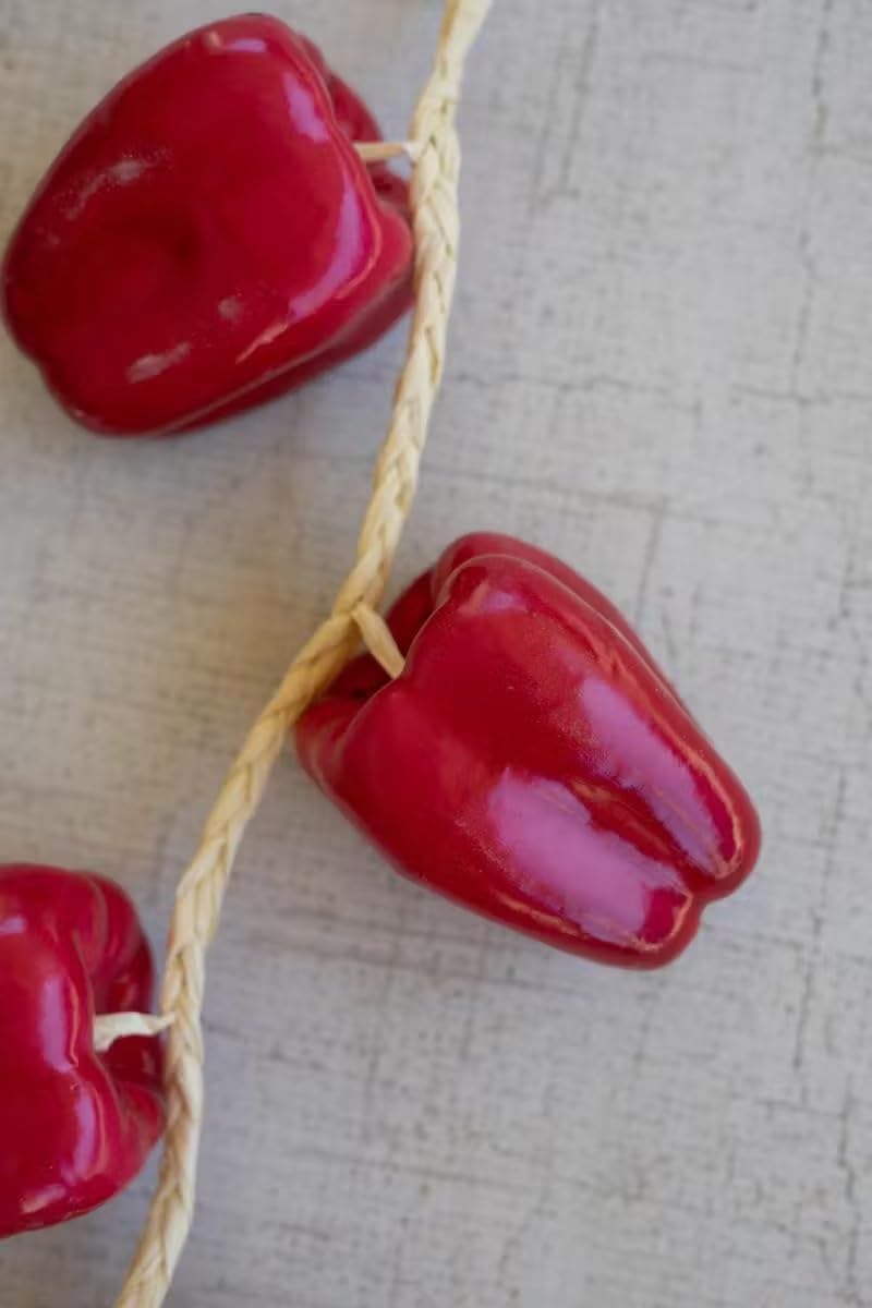 First of a Kind Artificial Red Bell Pepper String - Set of 4