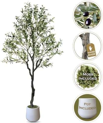Handmade Faux Olive Tree 6FT with Realistic Pot
