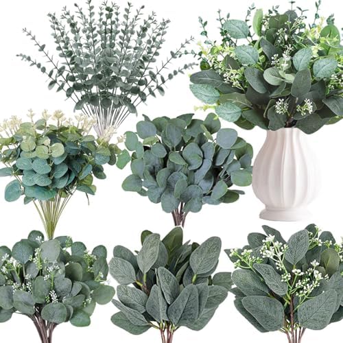 120 Pcs Mixed Eucalyptus Leaves Stems for Wedding Decor