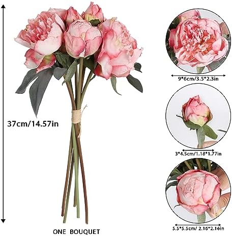 Vintage Pink Peonies Artificial Flowers 2 Bouquets