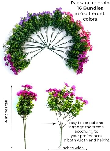 AXYLEX Artificial Pansies Flowers Outdoor Decor 16 Bundles