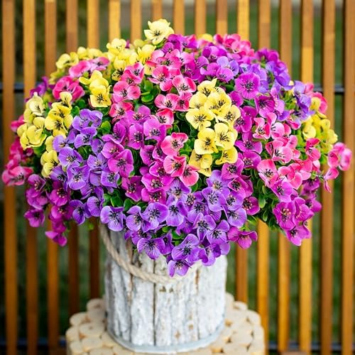 AXYLEX Artificial Flowers Outdoor Decor 16 Bundles Set