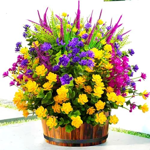 Tstweto Artificial Flowers 20 Bundle UV Resistant Outdoor Decor