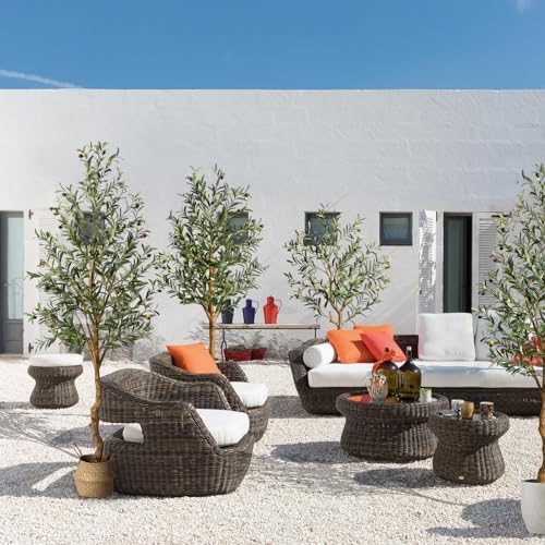 GAOMON 6FT Artificial Olive Tree with Basket and Lifelike Fruits