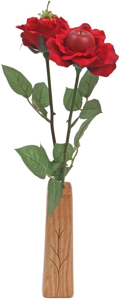 4th Anniversary Fruit Rose Bouquet Red 2-Stem with Vase
