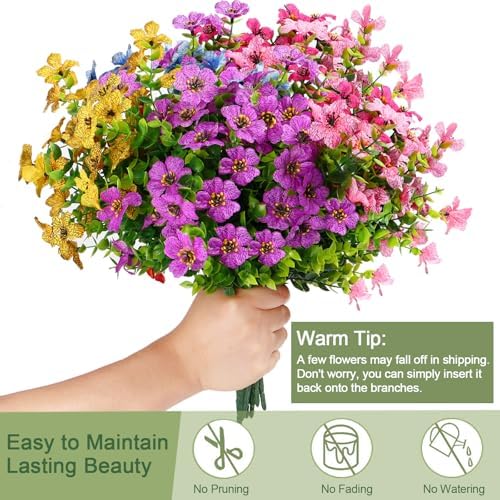 12 Bundles Artificial Flowers Daisies UV Resistant Home Decor