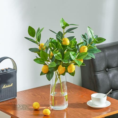 3 Pcs Artificial Lemon Branches 18 Inch Lemon Tree Decor