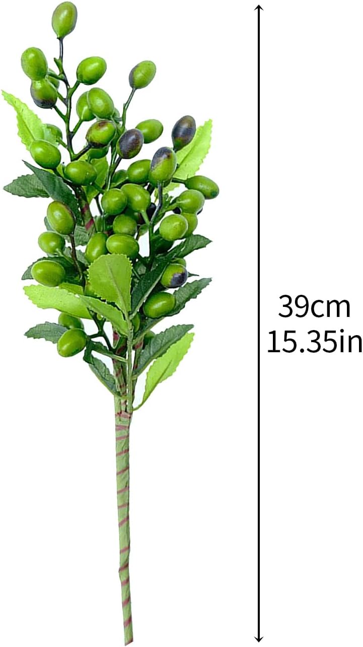 Belupai 4Pcs Artificial Olive Branches with Fruits