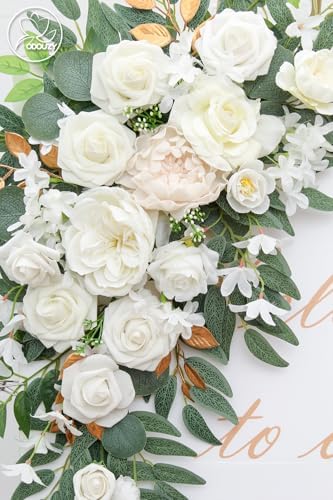 Pack of 2 Artificial Wedding Arch Flowers Decorations Reusable White