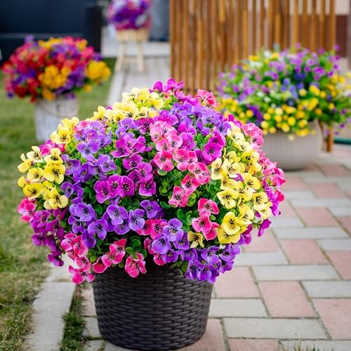 AXYLEX Artificial Flowers Outdoor Decor 16 Bundles Set