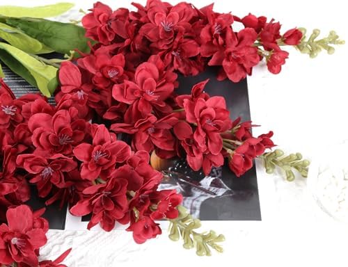 IPOPU Red Artificial Snapdragon Flowers 6 PCS Long Stem Silk Flowers