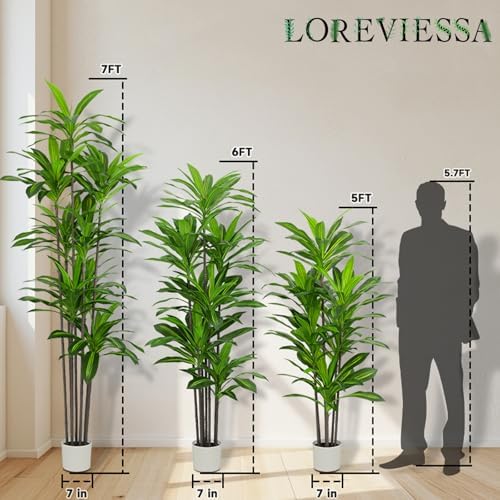 7FT Tall Artificial Dracaena Tree with Realistic Silk Leaves