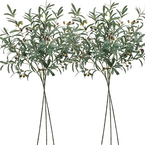 SHACOS 6 Piece Artificial Olive Branches for Vases