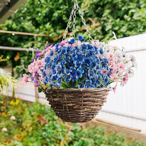 22 Bundles Artificial Flowers for Outdoor Decor Blue
