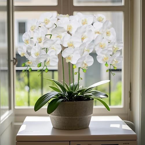 Htmeing 38 Inch Artificial Phalaenopsis Flowers Branches Real Touch