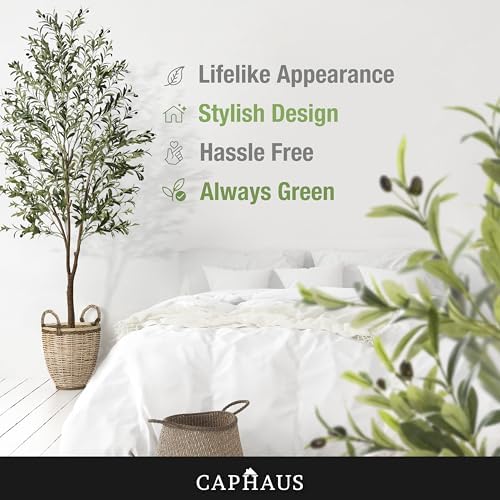 CAPHAUS 7 Feet Artificial Olive Tree with Pot