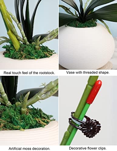 Forlaoers White Real Touch Orchid Artificial Flowers with Vase