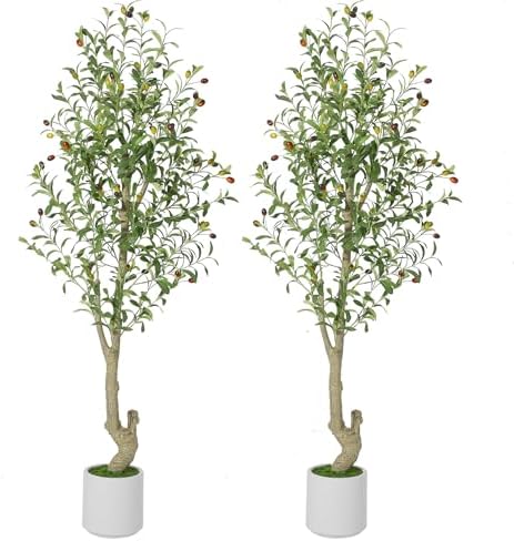 5ft Artificial Olive Tree with 72 Fruits and 864 Leaves 2 Pack