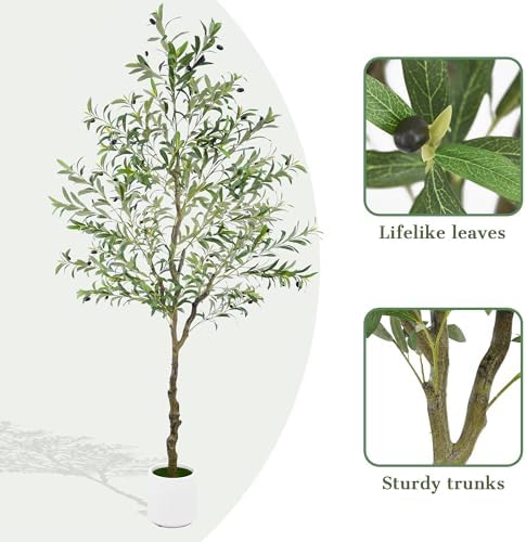 Tings Time 75ft Artificial Olive Tree with Potted Planter