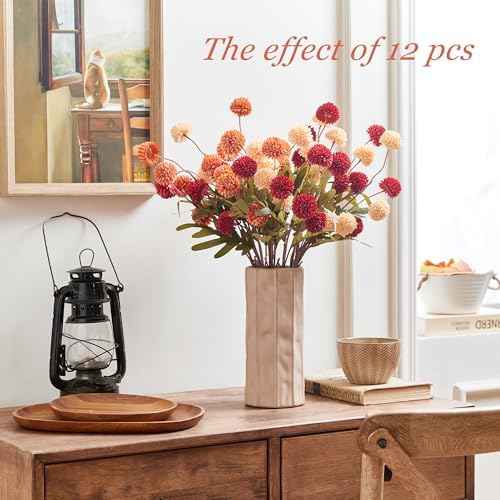 SITUMEIZI Artificial Burnt Orange Chrysanthemum Flowers 6Pcs Set