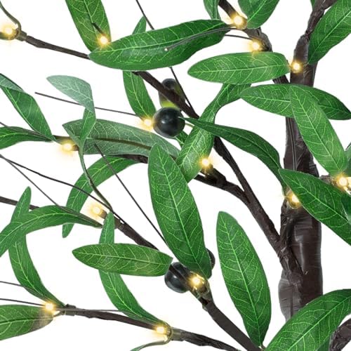 24 Inch Lighted Olive Tree with 36 LED Lights