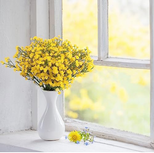 NT NIETING 10Pcs Yellow Artificial Babys Breath Flowers Bouquet Filler