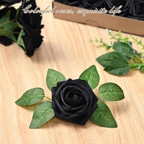 BLEUM CADE 16Pcs Artificial Flowers Fake Roses with Stems