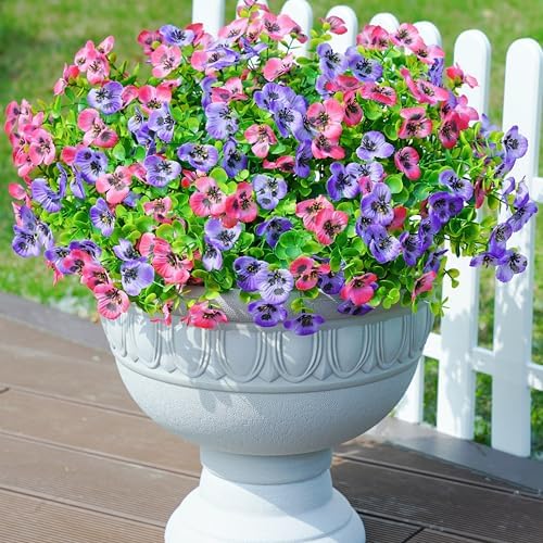 Ivydale Artificial Pansies 12 Bundles UV Resistant Outdoor Flowers