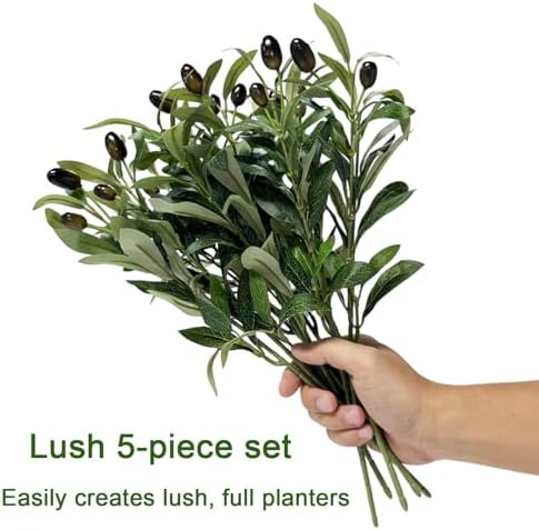 5pcs 15 Inch Artificial Olive Branches with Realistic Fruits