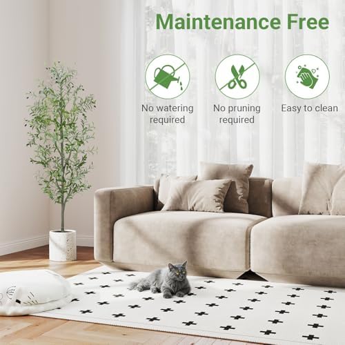 Liyarya 6FT Artificial Olive Tree with Wicker Basket and Black Pot