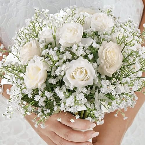 JIFTOK Artificial Babys Breath Flowers 24 Pcs White Wedding Decoration