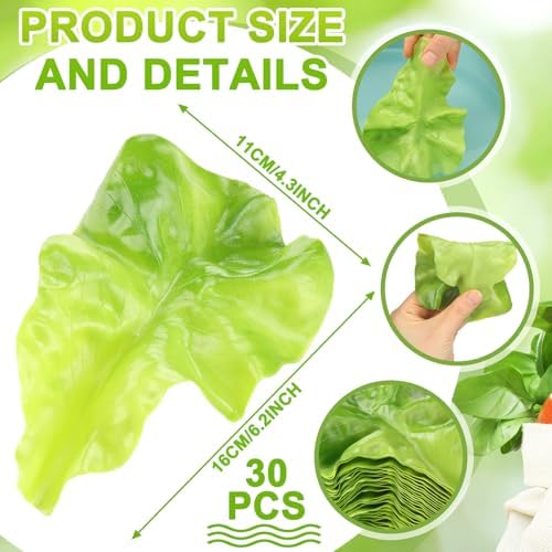 Giegxin 30 Pcs Realistic Artificial Lettuce Leaves