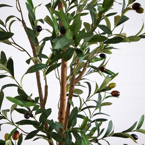 Nearly Natural 7FT Artificial Olive Tree with Jute Basket