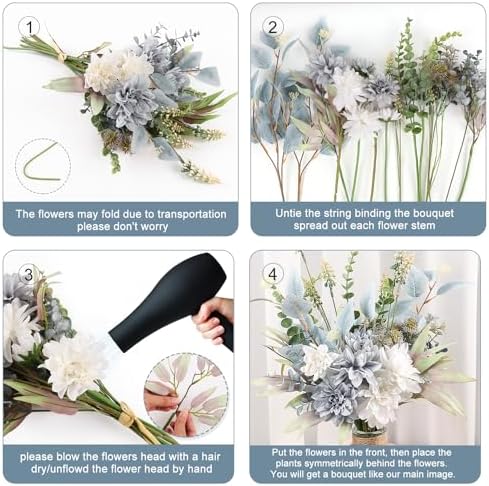 Blue White Artificial Flowers Bouquet for Home Wedding Decor