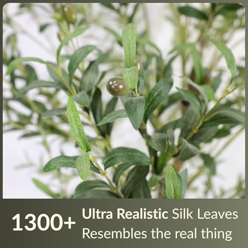 7FT Artificial Olive Tree with White Planter
