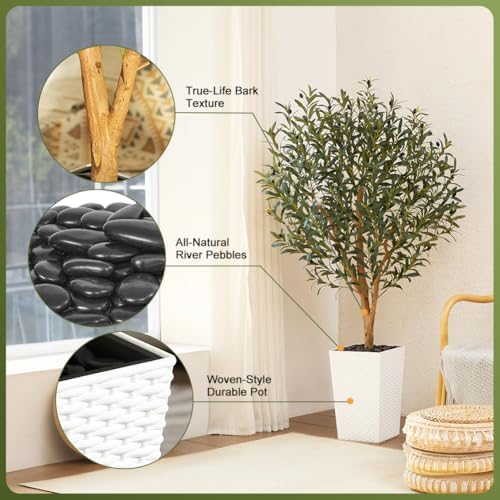 Artificial Olive Tree 5FT Real Wood Trunk UV Resistant