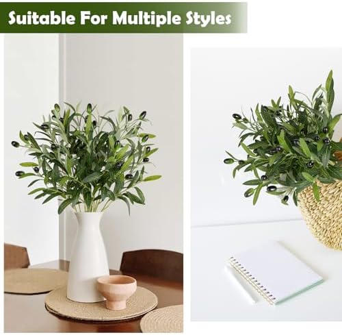 XONOR Artificial Olive Branches 6Pcs 16 Inch Set